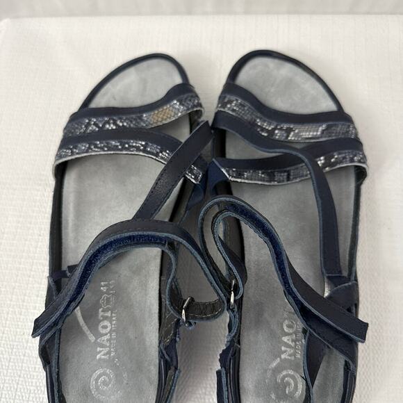 Naot Toi Sandals Womens Size 10 Navy Blue Strappy Silver Metallic - Picture 5 of 10